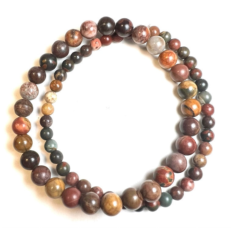 Cherry Creek Jasper Beaded Bracelet - Wrist Mala - 4mm (6 Pack) - Average Wrists