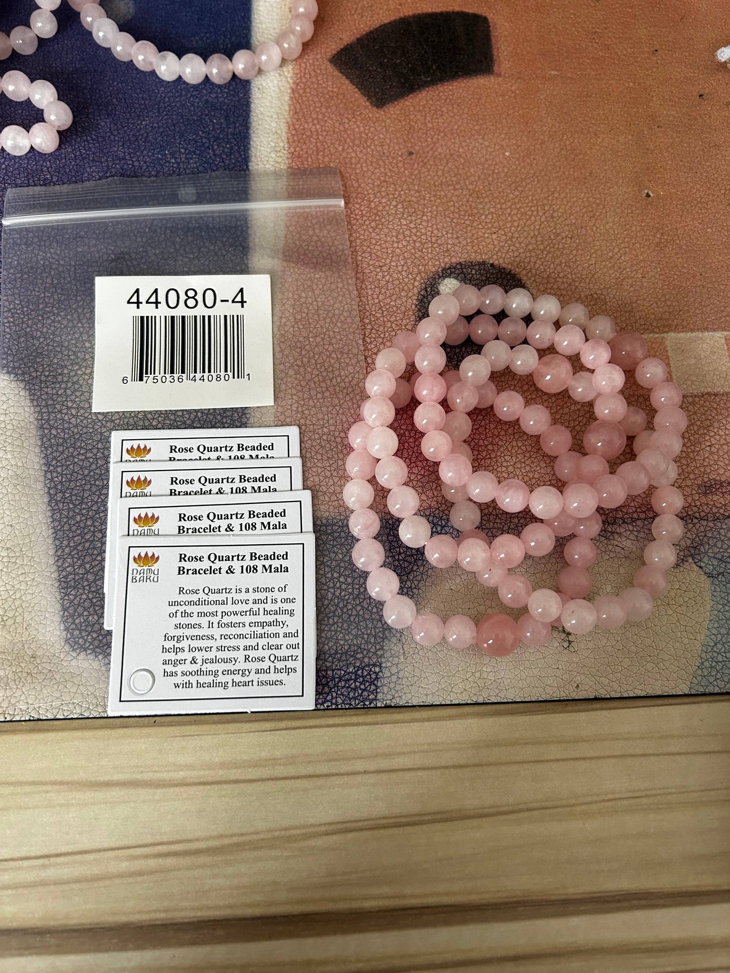 Large Size Rose Quartz Beaded Bracelet Wrist Mala 8mm (6 Pack)