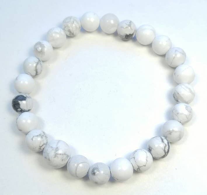 Howlite Beaded Bracelet - Wrist Mala - 8mm (2 Pack) - Extra Large Wrists