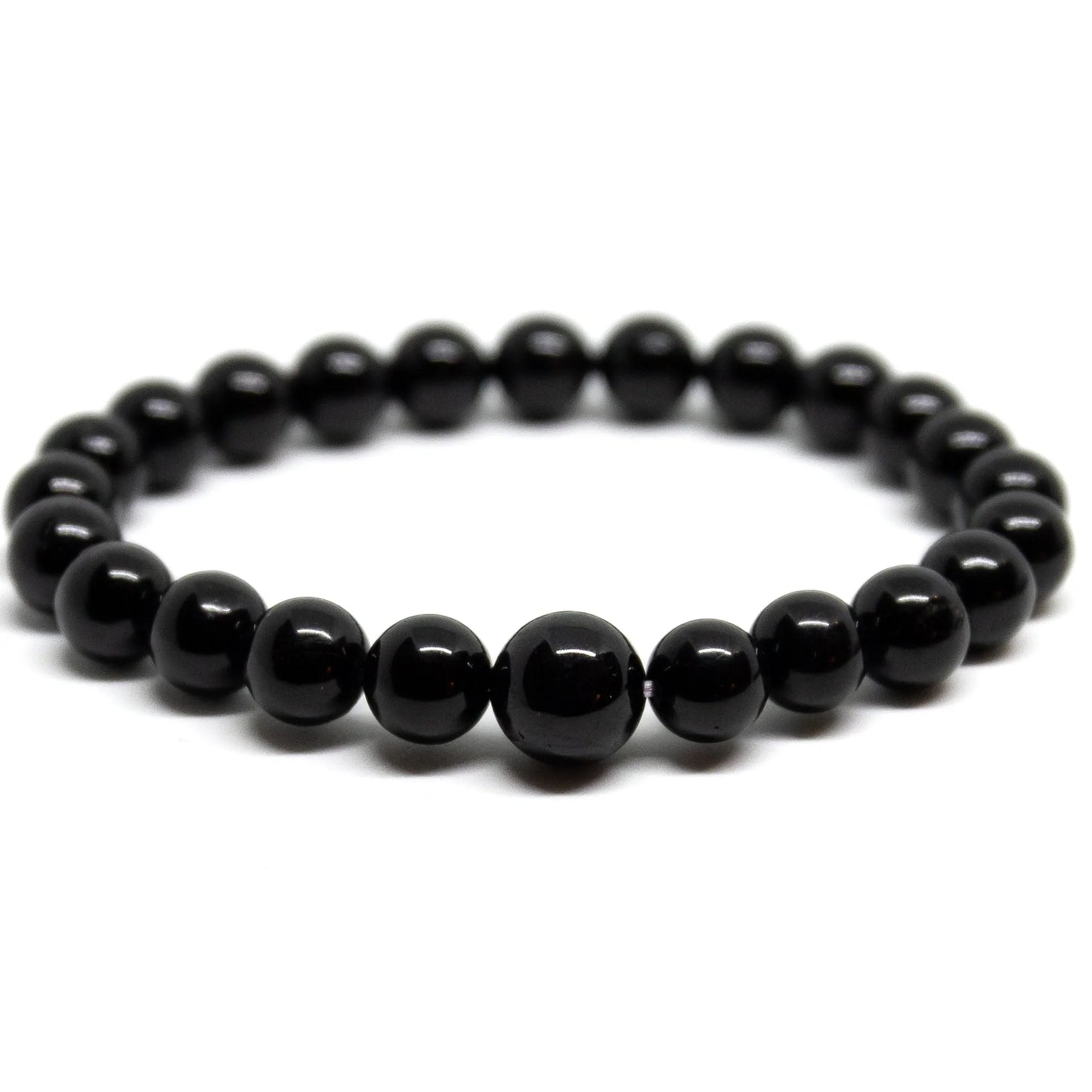 Black Obsidian Beaded Bracelet - Wrist Mala 8mm (6 Pack)