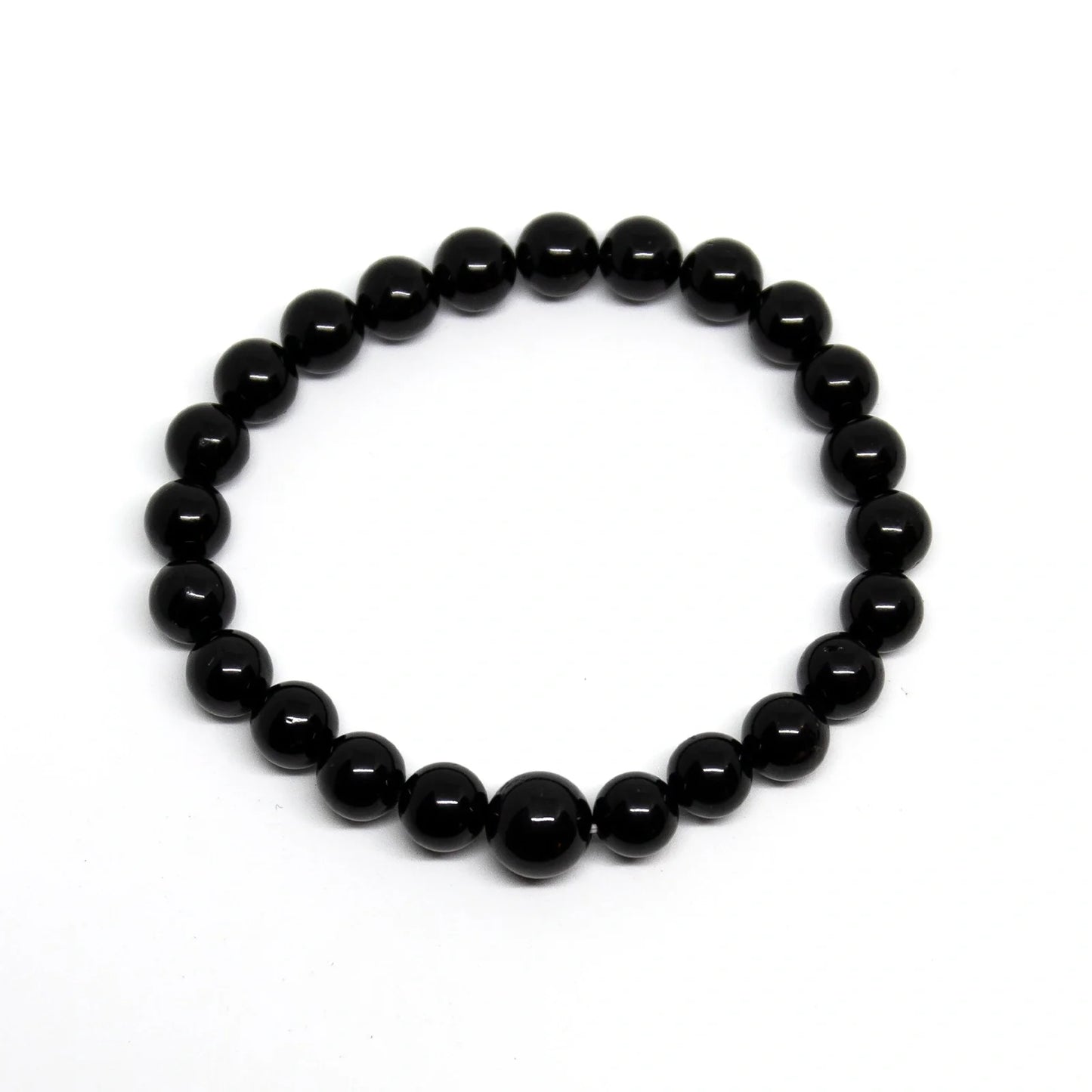 Black Obsidian Stretchy Beaded Bracelet - Wrist Mala 6mm (6 Pack) - Large Wrists