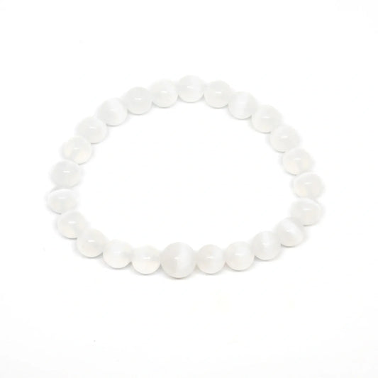 Selenite Beaded Bracelet - Wrist Mala - 4mm (4 Pack) - Average Wrists