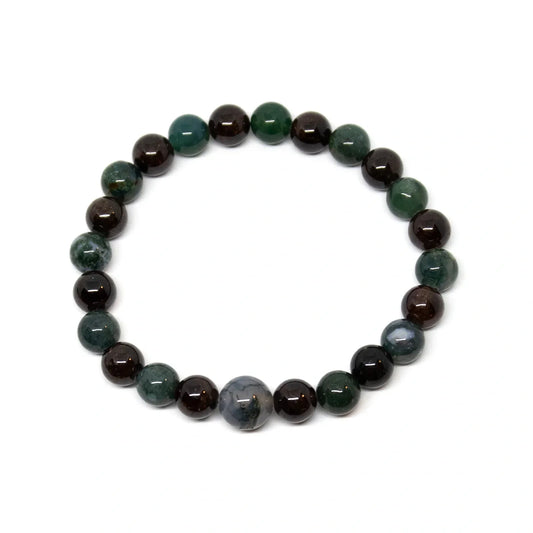 Moss Agate Stretchy Beaded Bracelet - Wrist Mala - 4mm (6 Pack)