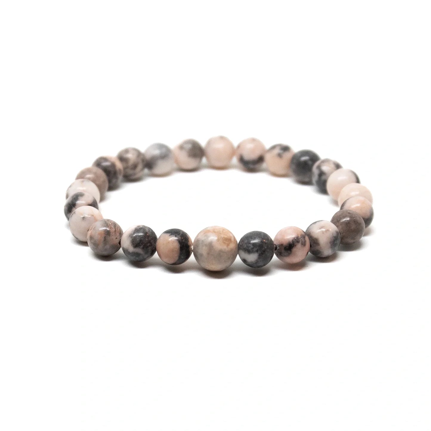 Pink Zebra Jasper Beaded Bracelet - Wrist Mala - 8mm (2 Pack)