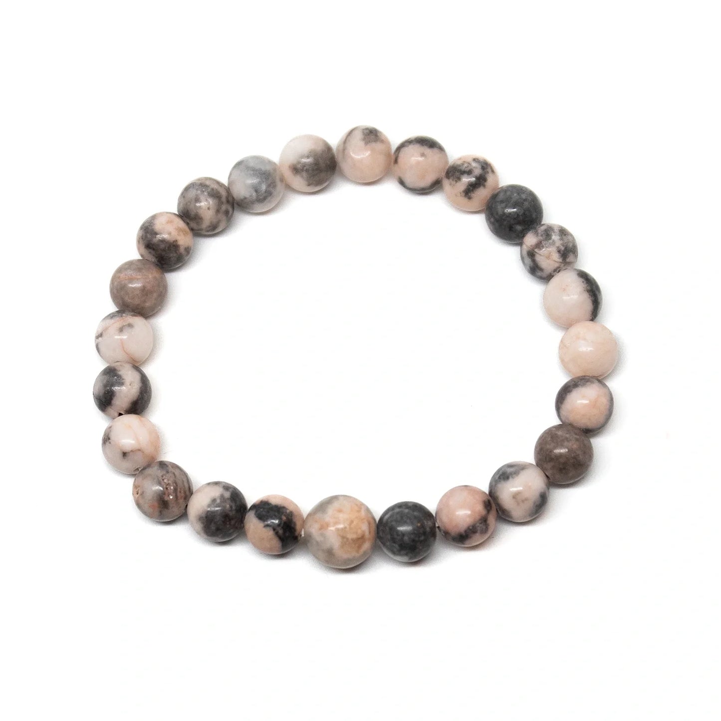 Pink Zebra Jasper Beaded Bracelet - Wrist Mala - 8mm (2 Pack)