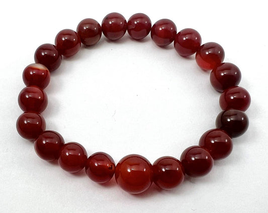 Large Size Carnelian Beaded Bracelet - Wrist Mala - 10mm (4 Pack)