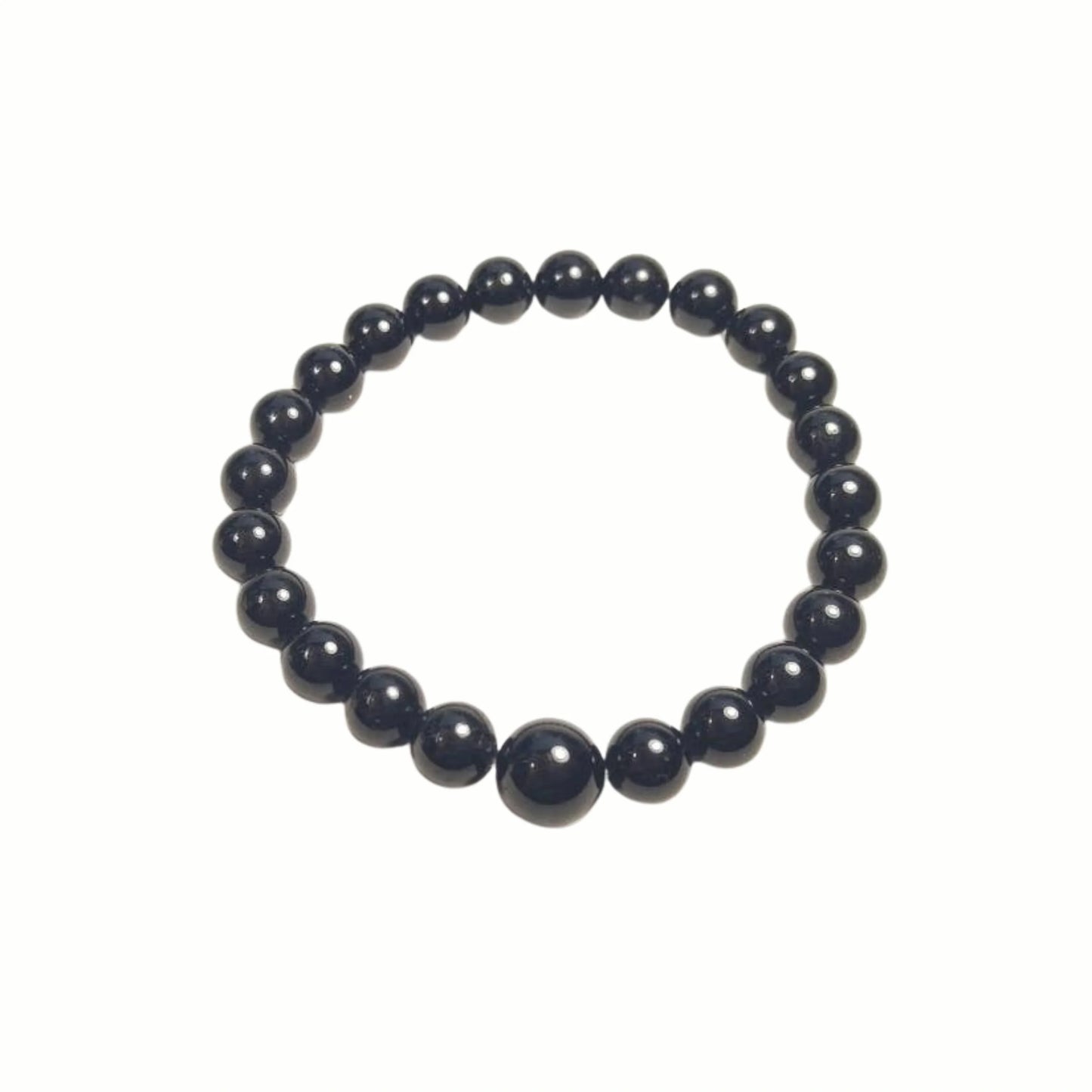 Large Size Black Tourmaline Round Beaded Bracelet 8mm (4 Pack)