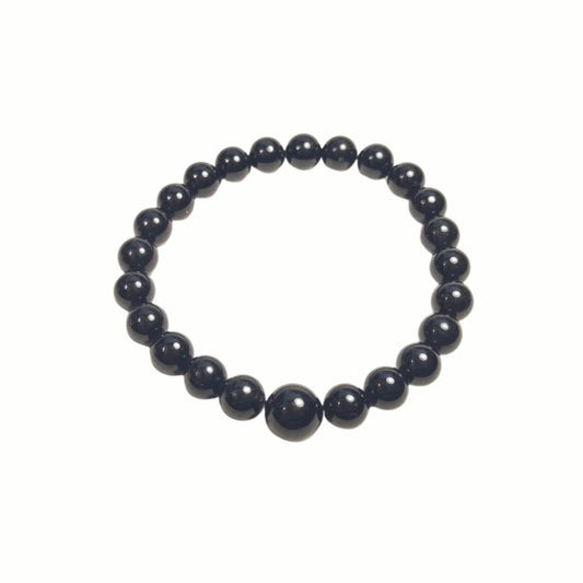 Large Size Black Tourmaline Round Beaded Bracelet 8mm (4 Pack)