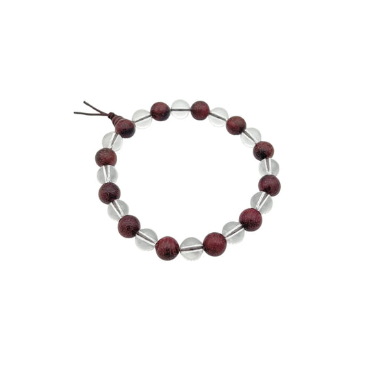 Crystal & Purpleheart Wood Beaded Bracelet - Wrist Mala 8mm (2 Pack)