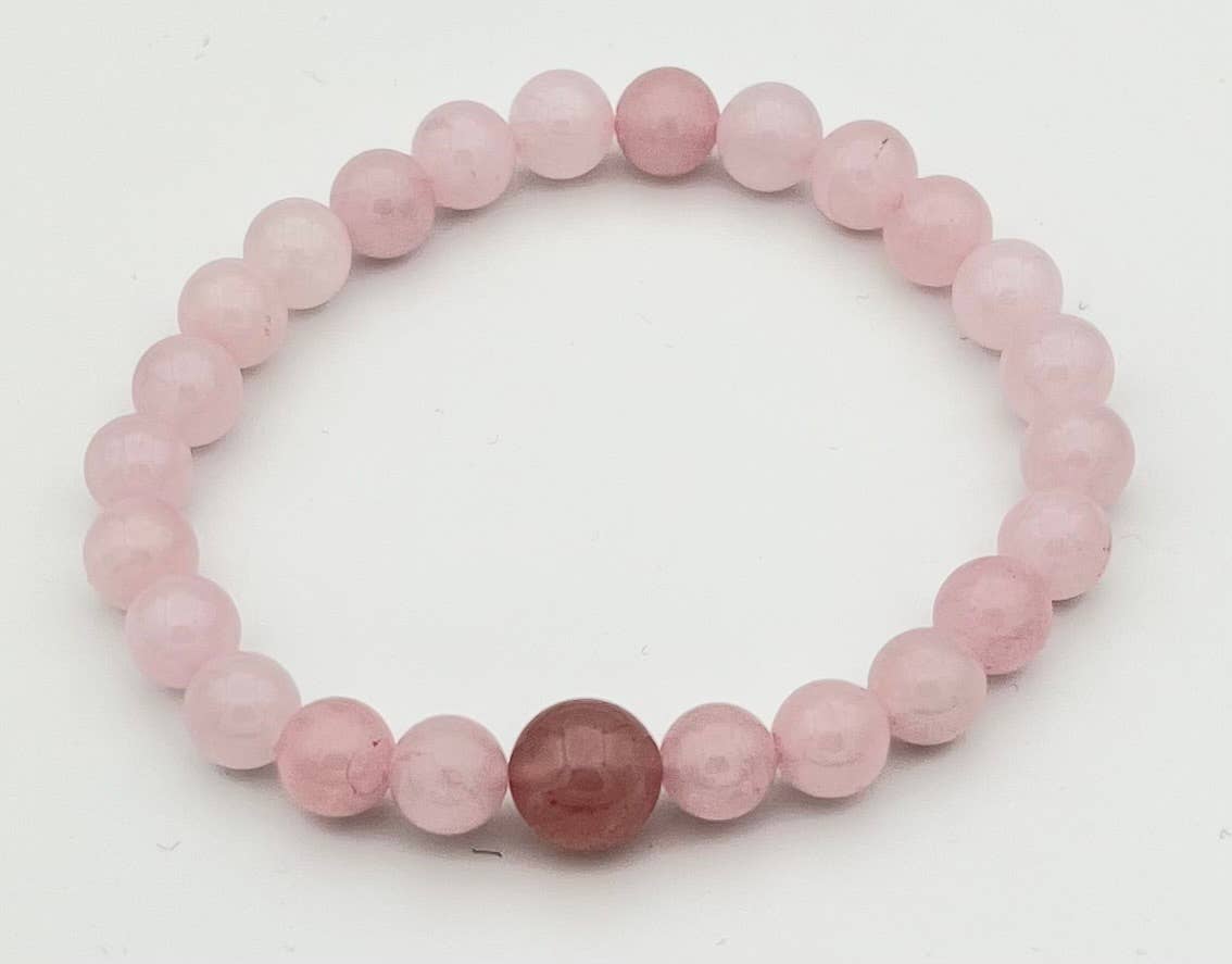 Large Size Rose Quartz Beaded Bracelet Wrist Mala 8mm (6 Pack)