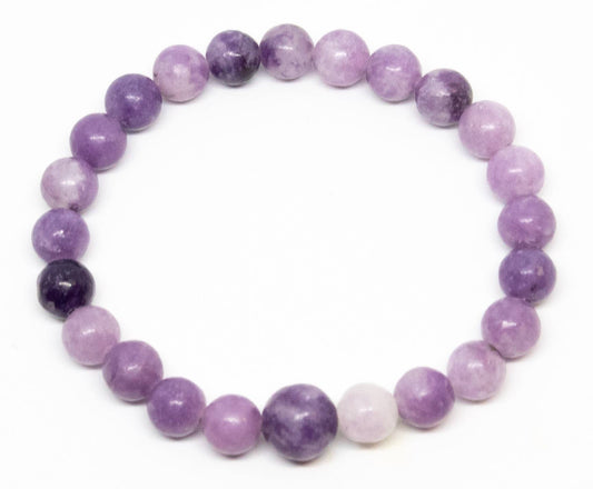 Longer Length Lepidolite Beaded Bracelet - Wrist Mala - 8mm (2 Pack)